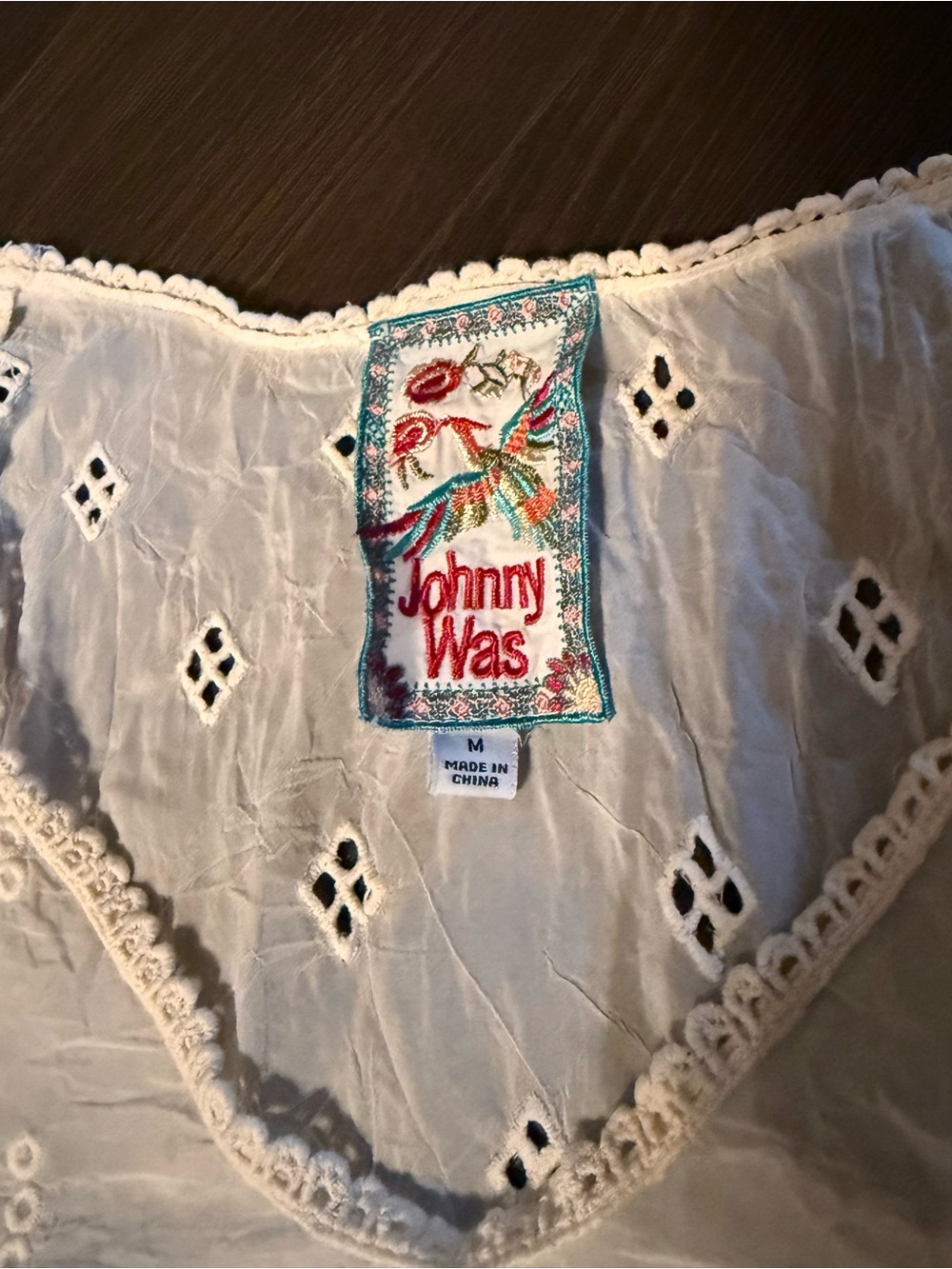 Johnny Was White Cupra Rayon Eyelet Lace Tank Top Medium Boho Cottagecore Sheer - Picture 3 of 4